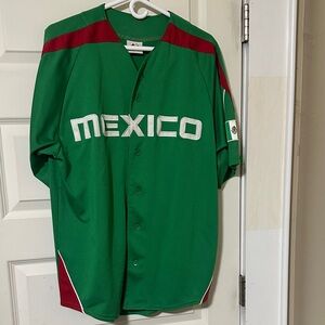 Majestic Green and Red Mexico Baseball Jersey